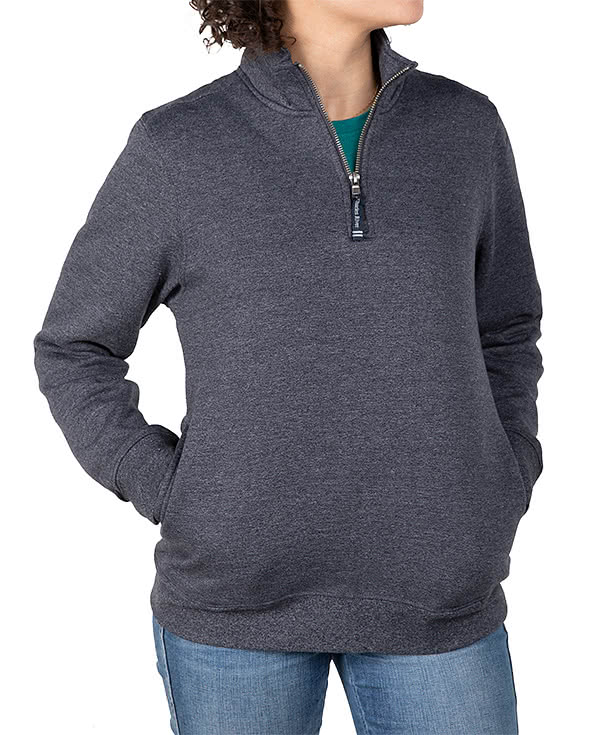 Charles River Women's Crosswind Quarter Zip Sweatshirt - Faux Leather Patch