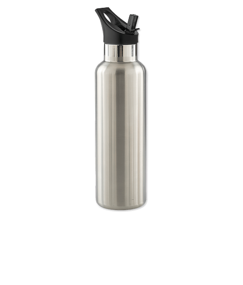 20 oz. Basecamp Mesa Tundra Water Bottle with Screw Top and Flip-Top Straw Lid in Silver