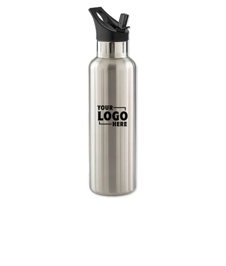 20 oz. Basecamp Mesa Tundra Water Bottle with Screw Top and Flip-Top Straw Lid in Silver