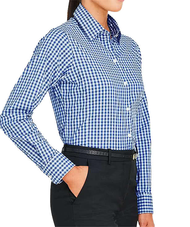 Devon & Jones Women's CrownLux Gingham Performance Dress Shirt