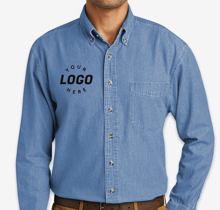 Port & Company SP10 Long Sleeve Value Denim Shirt - Faded Blue - M Port & Company SP10 Long Sleeve Value Denim Shirt - Faded Blue - M