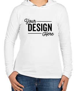 Anvil Women's Hooded Long Sleeve T-shirt - Color: White