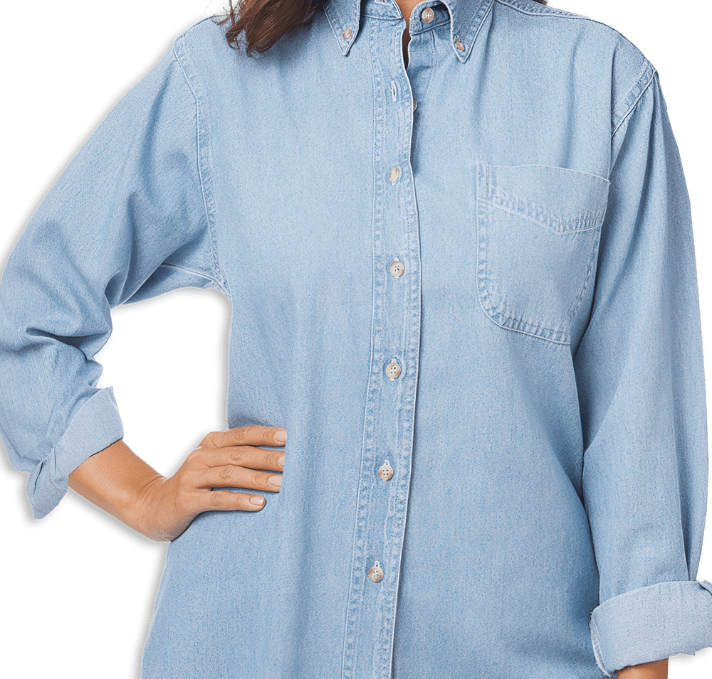 Blue Generation Women's Pocket Long Sleeve Denim Shirt-default