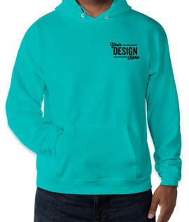 Embroidered Hanes EcoSmart 50/50 Pullover Hoodie - Color: Athletic Teal