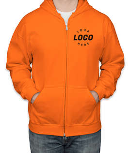 Gildan Midweight Zip Hoodie - Embroidered - Color: Safety Orange