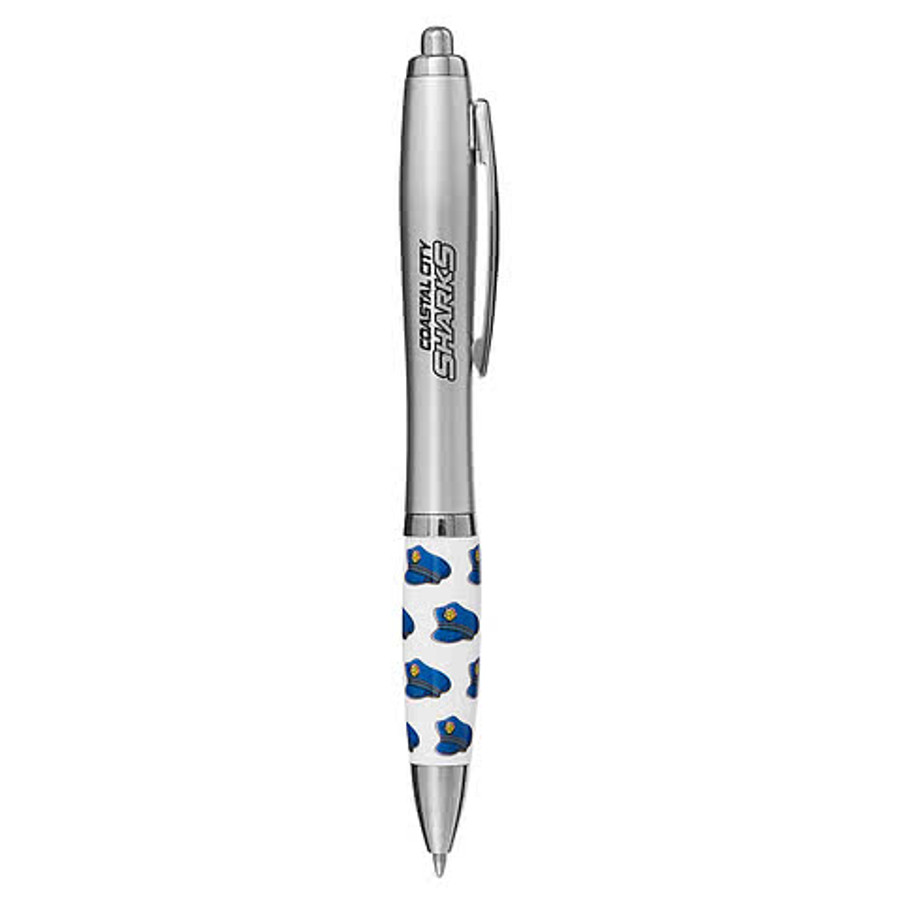 Police Officer Hat Ballpoint Pen (black ink) in SILVER