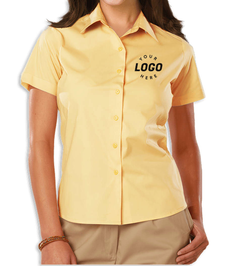 Blue Generation Women's Poplin Short Sleeve Dress Shirt in Maize