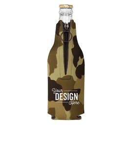 Foldable Foam Zipper Bottle Cooler - Color: Tan Camo