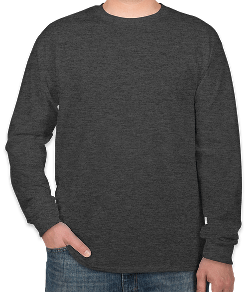 Gildan 100% Cotton Long Sleeve T-shirt in Dark Heather