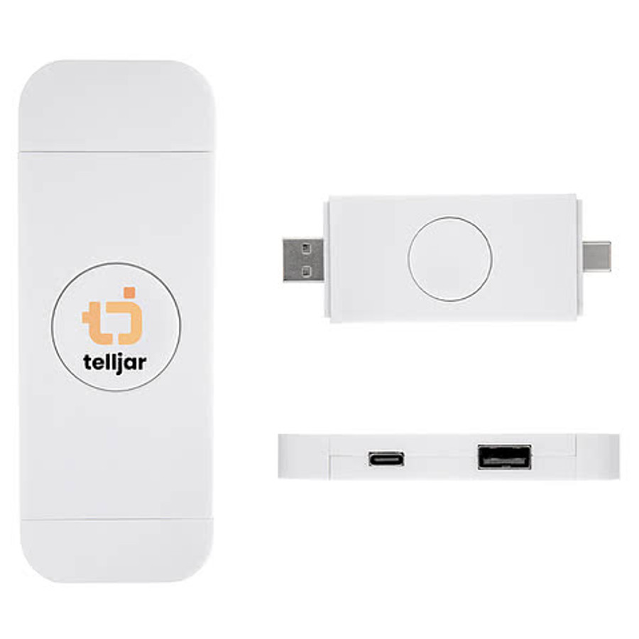 Recycled Spinner Dual Input USB Hub in WHITE