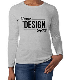 Gildan Women's 100% Cotton Long Sleeve T-shirt - Color: Sports Grey