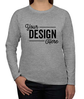Canada - Gildan Women's 100% Cotton Long Sleeve T-shirt - Color: Sports Grey