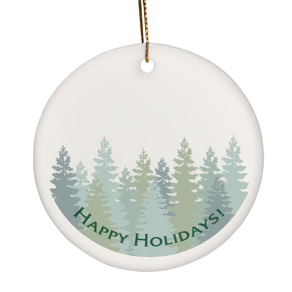 Happy Holidays 3" Round Ceramic Ornament
