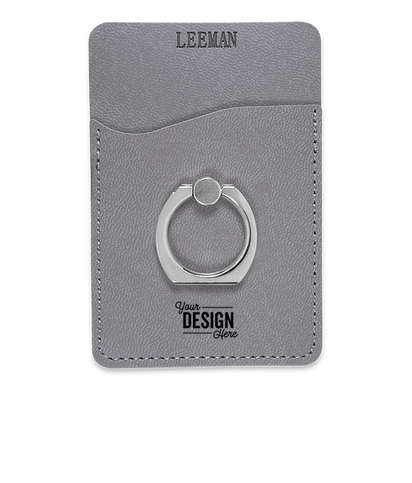 Debossed Tuscany Phone Wallet with Metal Ring Phone Stand - Gray
