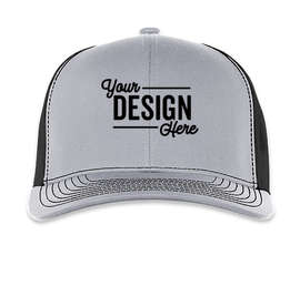 Pacific Headwear Contrast Stitch Snapback Trucker Hat - Color: Heather Grey / Black / Heather Grey