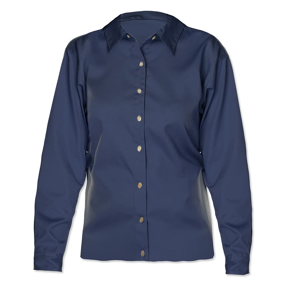 Blue Generation Women's Value Long Sleeve Poplin Dress Shirt - Printed