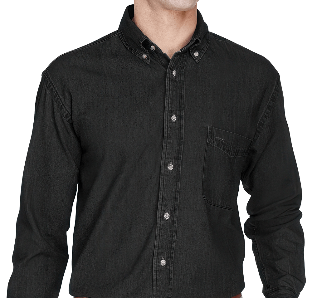 Harriton Denim Button Down Shirt-default