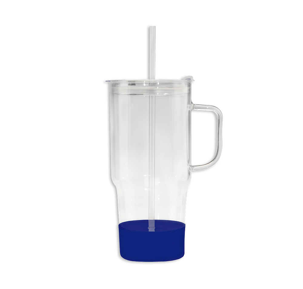 Laser Engraved 40 oz. Cafe America Glass Dual Lid Travel Mug with Straw-default