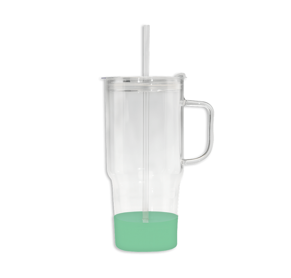 Laser Engraved 40 oz. Cafe America Glass Dual Lid Travel Mug with Straw-default