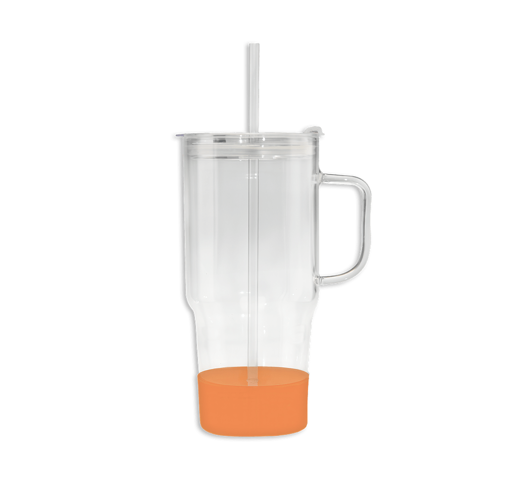 Laser Engraved 40 oz. Cafe America Glass Dual Lid Travel Mug with Straw-default