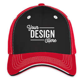 Sportsman Tri-Color Contrast Stitched Hat - Color: Black / Red
