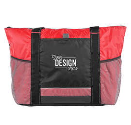 Colorblock Zippered Insulated Cooler Tote - Color: Black / Red