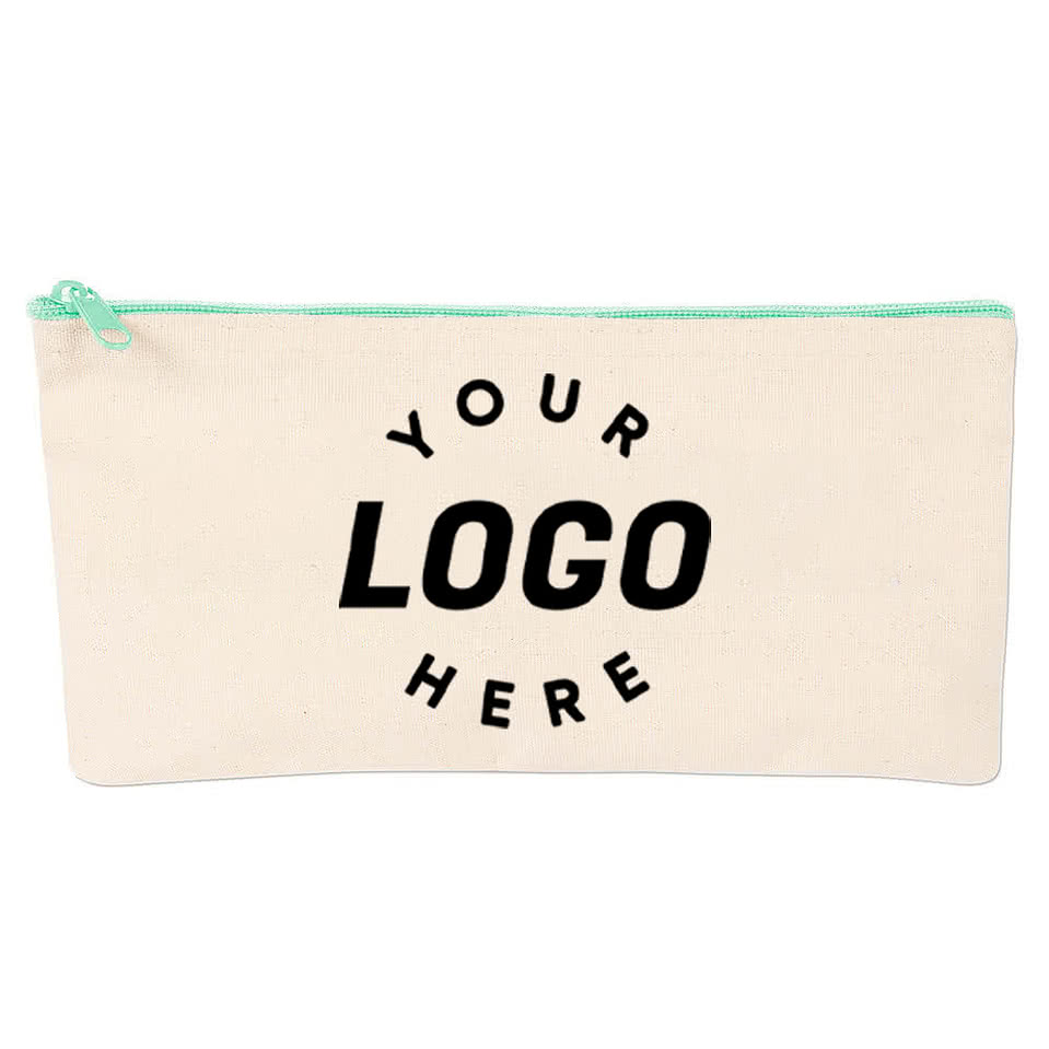 Large Natural Canvas Pouch with Colored Zipper