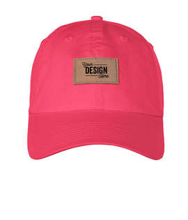 Ahead Largo Washed Twill Baseball Hat with Tan Rectangle Patch - Color: Coral Reef