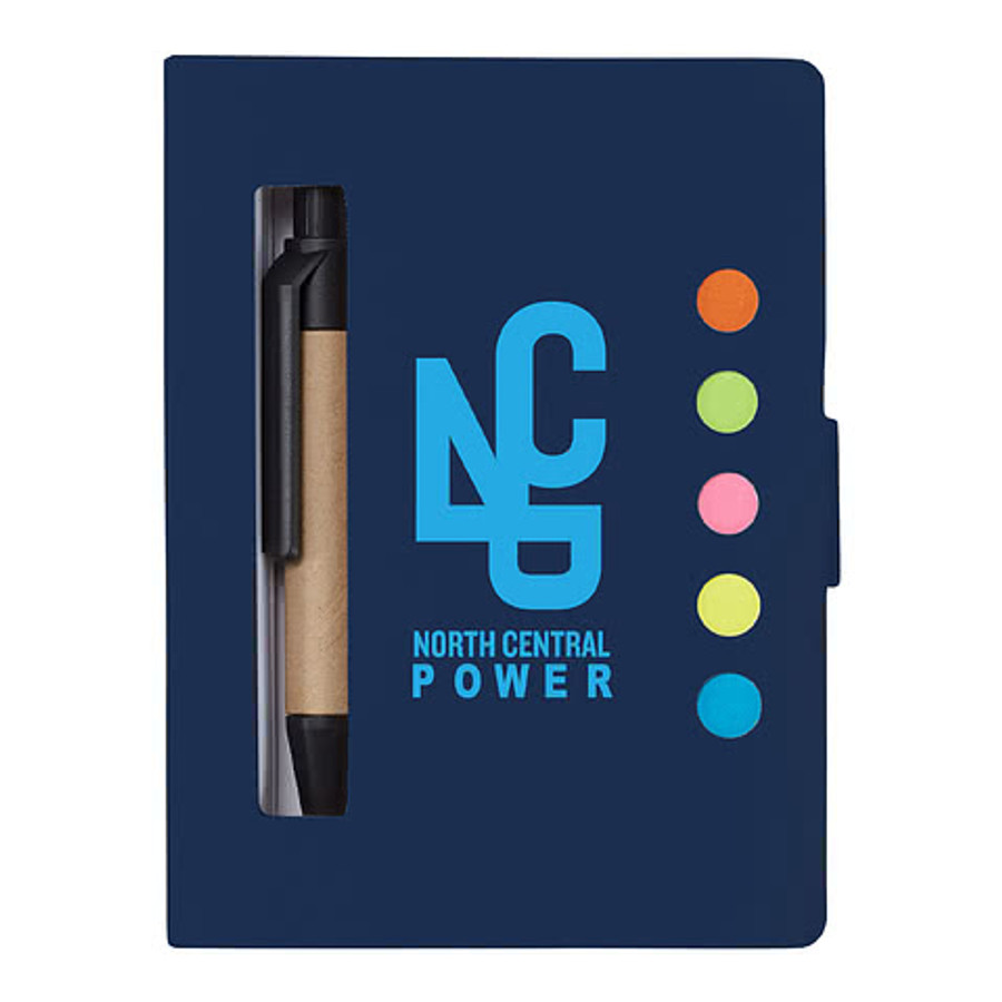 Eco Stowaway Jotter Notepad with Sticky Notes and Pen in White