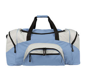 Port Authority Colorblock Gym Bag - Screen Printed - Color: Carolina Blue / Grey