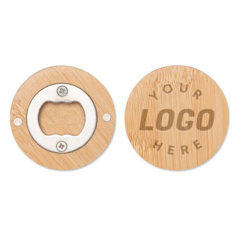 Laser Engraved Bamboo Magnetic Bottle Opener in Bamboo