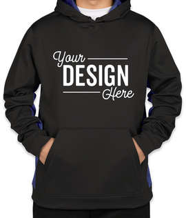 Sport-Tek CamoHex Colorblock Performance Pullover Hoodie - Color: Black / True Royal