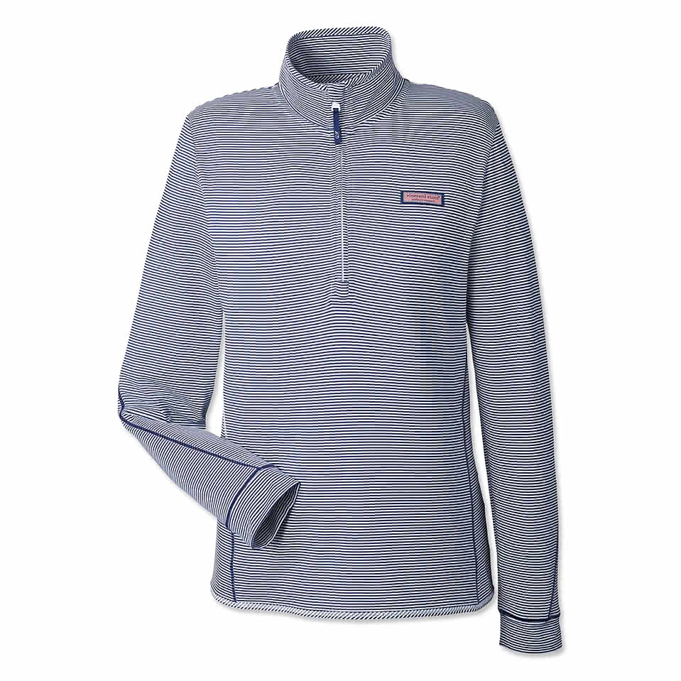 Vineyard Vines Women's Microstripe Sankaty Half Zip Pullover - Embroidered