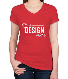 Bella + Canvas Women's Slim Fit Jersey V-Neck T-shirt - Color: Red