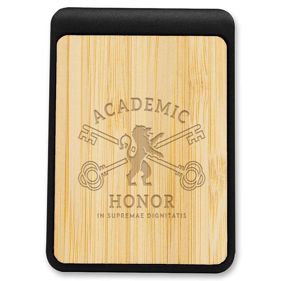 Laser Engraved Magnetic Clip with Bamboo Accent