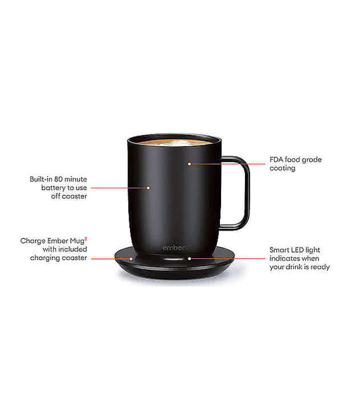 Temperature Control Mug 2, 10 Oz, (PRODUCT) RED | 1.5-Hr Battery Life | App  Controlled Heated Coffee Mug | Improved Design With Clear Splash-Proof