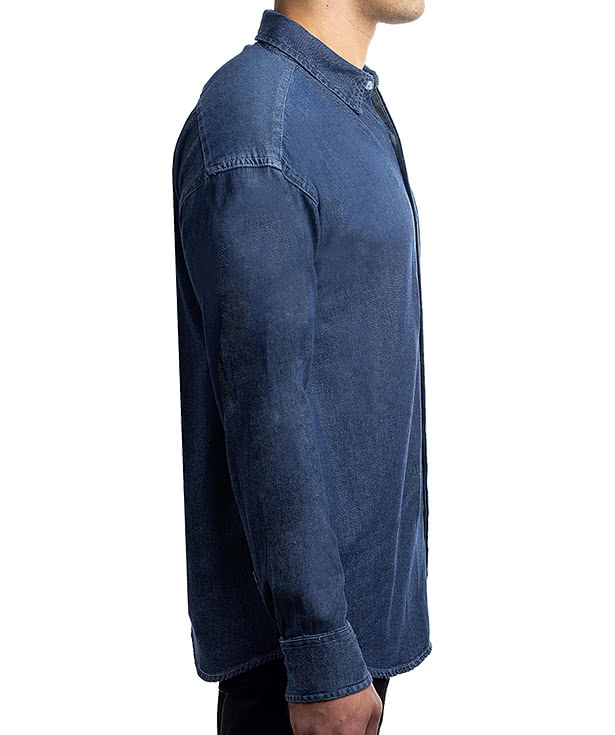 Blue Generation Untucked Long Sleeve Denim Shirt - Embroidered