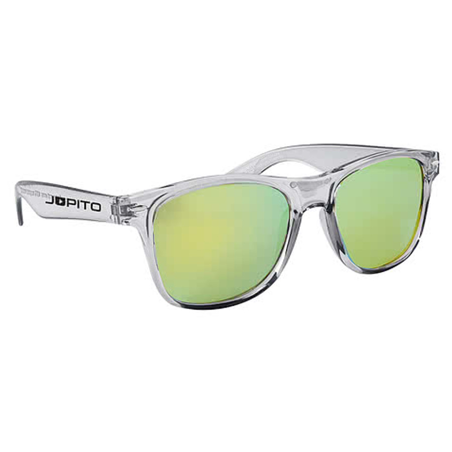 Recycled Frame Mirrored Malibu Sunglasses in TRANSLUCENT BLACK WITH SILVER