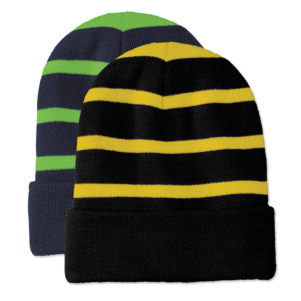 Sport-Tek Fleece Lined Striped Cuff Beanie