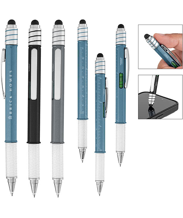 Recycled Spin Top Stylus Ruler Pen (black ink)