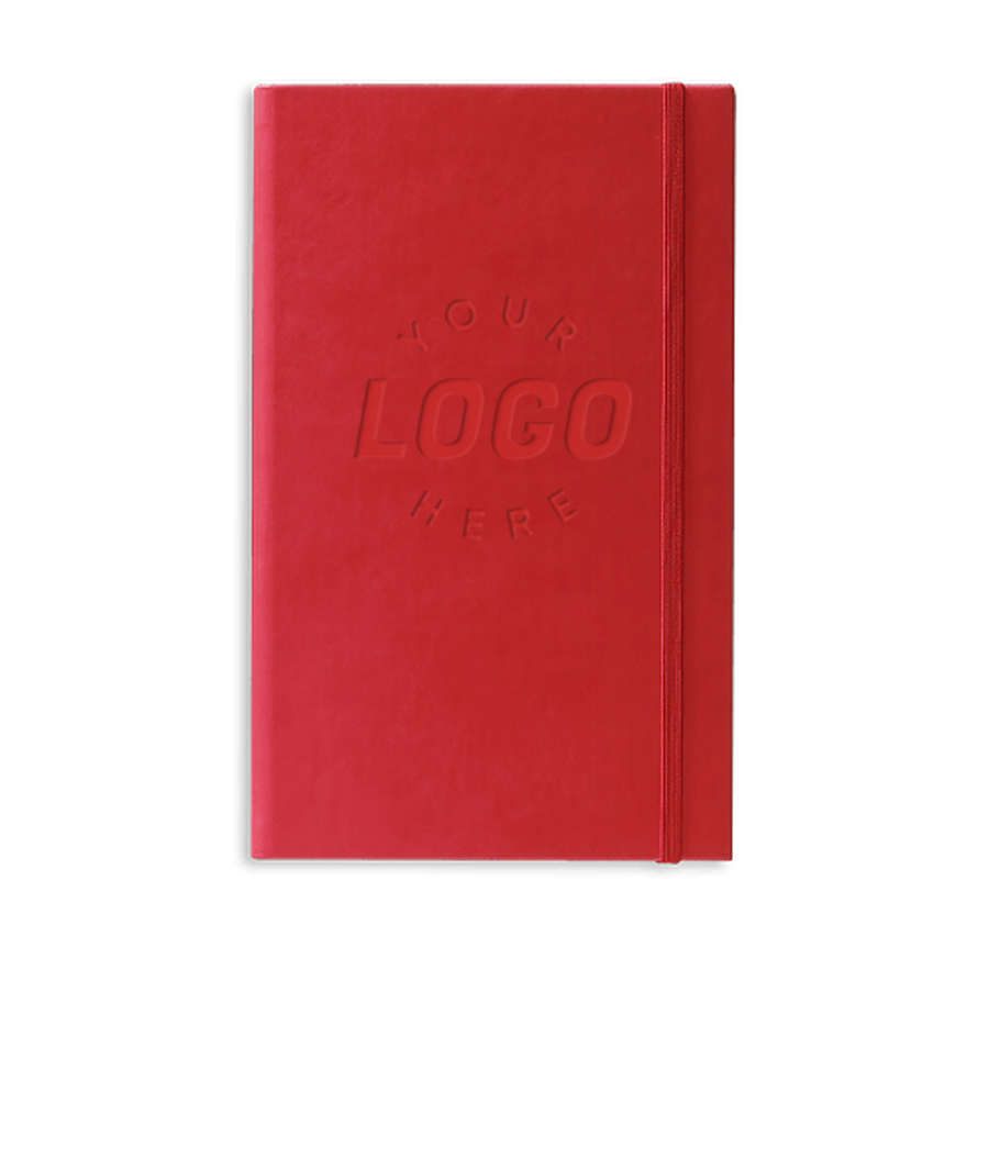 Castelli Debossed Tucson Banded Medio Lined Hard Cover Notebook Gift Set in Red w/ Black Pen