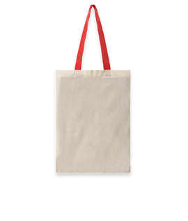 Lightweight Contrast Handles Cotton Canvas Tote Bag - Color: Natural / Red