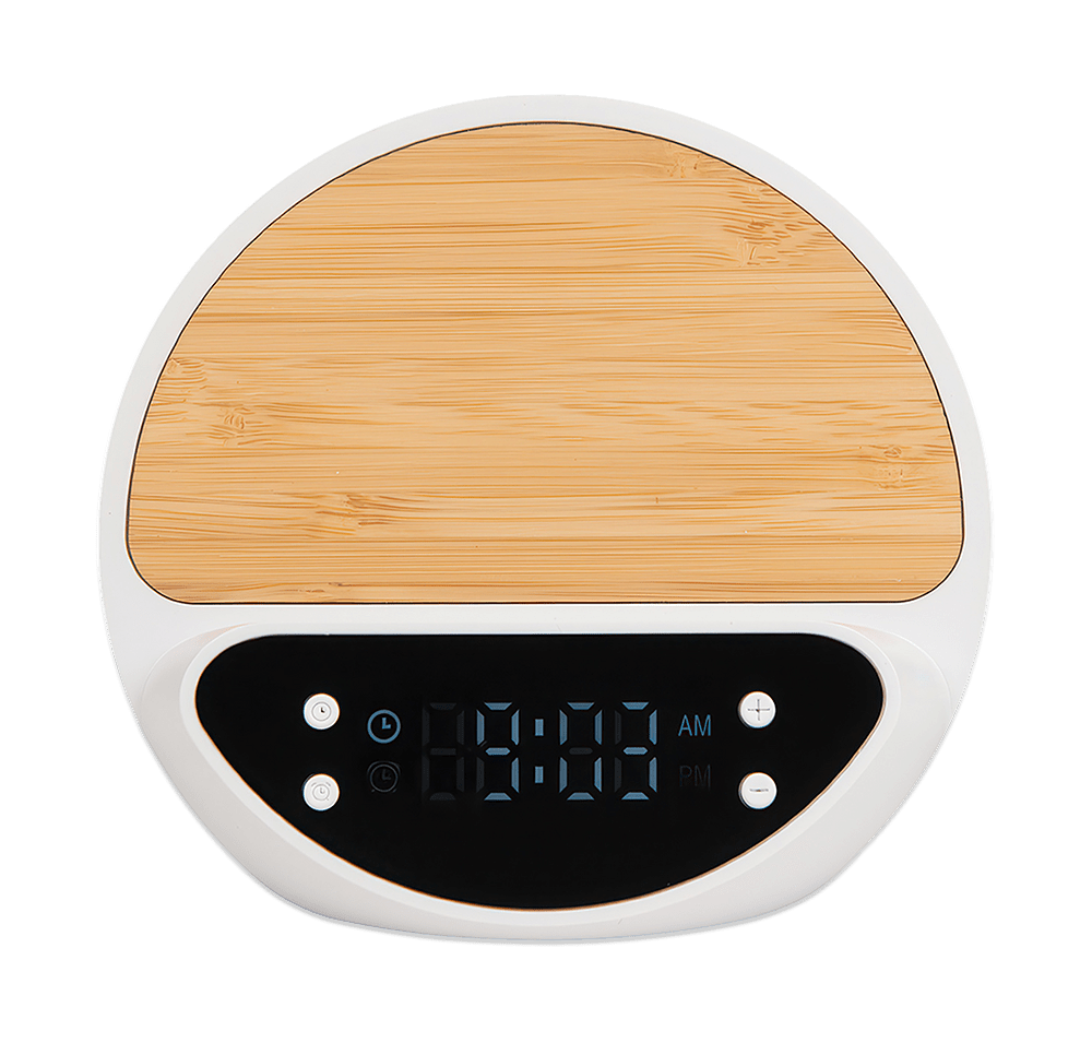 Laser Engraved 10W Bamboo Wireless Charger and Digital Clock-default