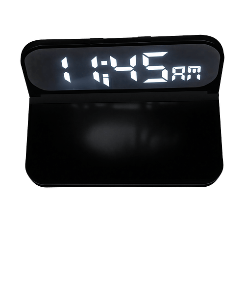15W Cork Wireless Charger & Digital Clock in BLACK