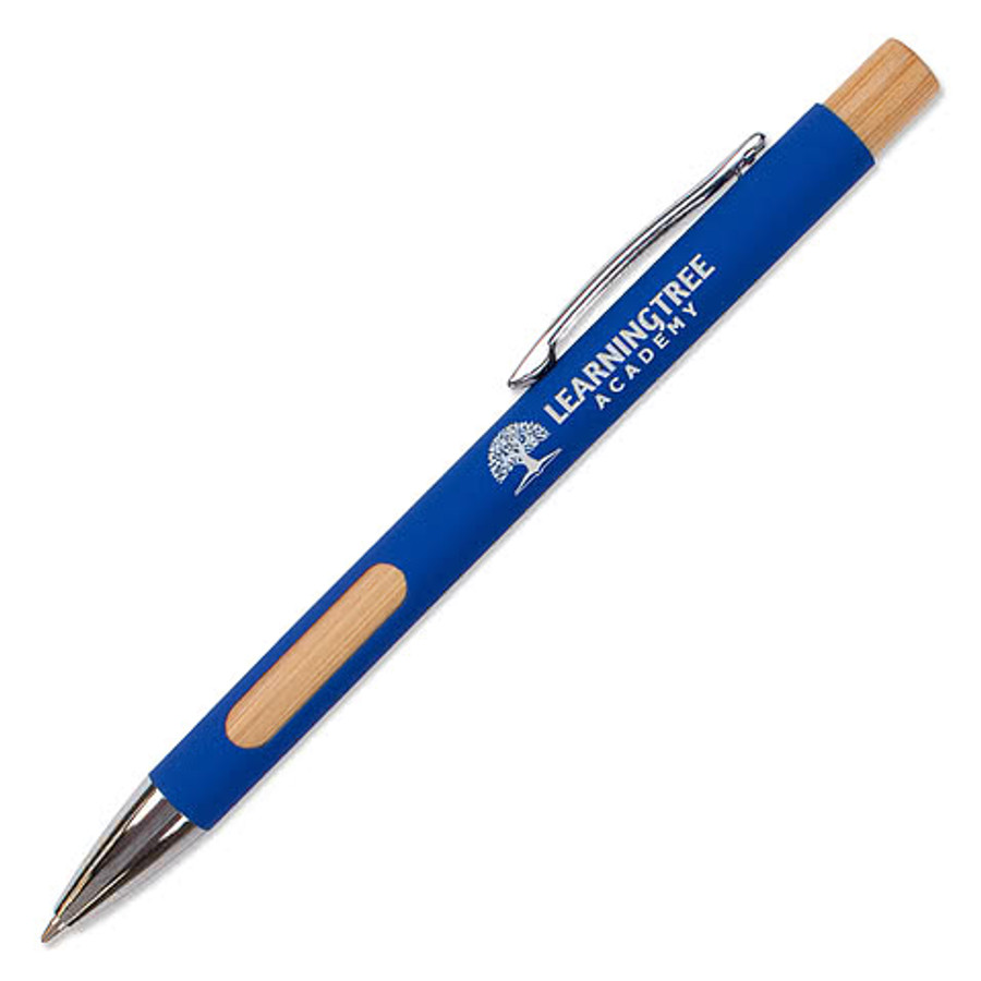 Laser Engraved Bamboozle Comfort Recycled Ballpoint Pen (blue ink) in Silver