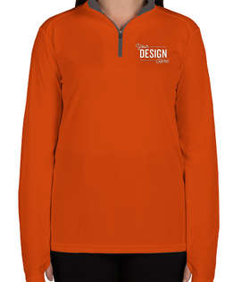 Badger Women's Contrast Quarter Zip Performance Shirt - Color: Burnt Orange / Graphite