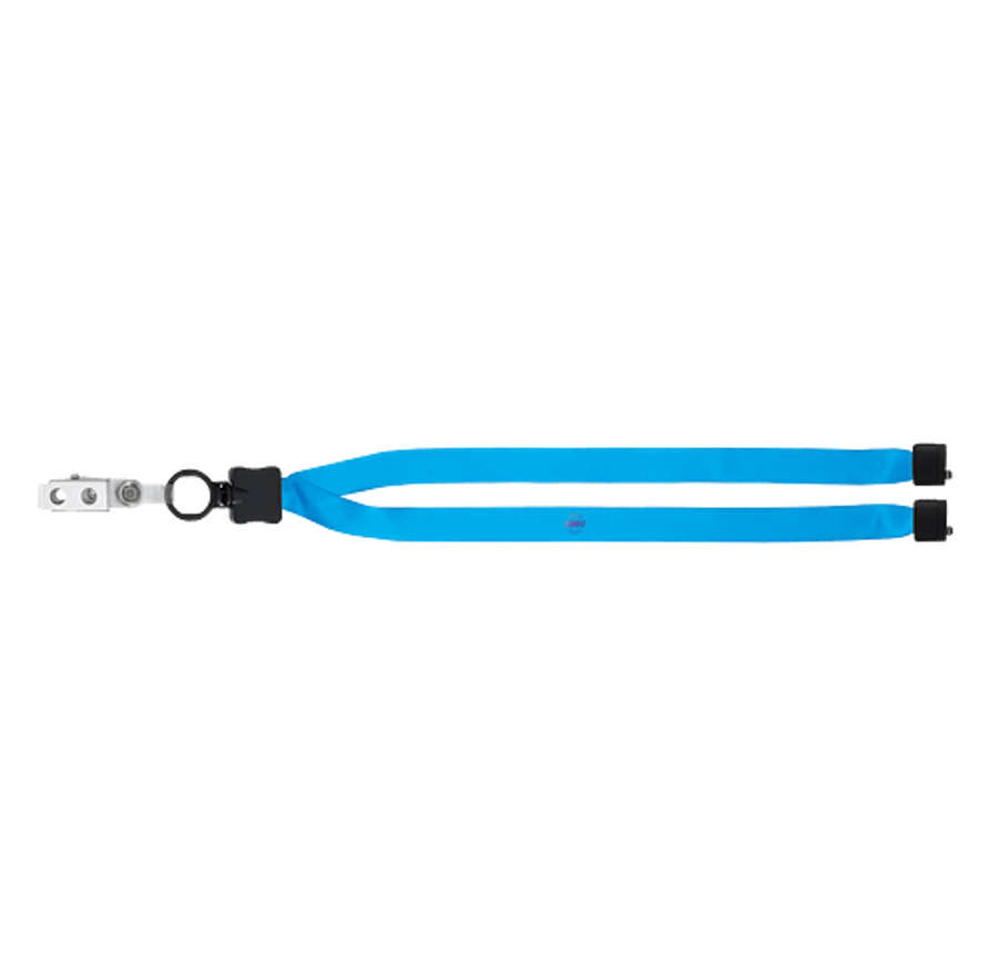 Full Color Lanyard with O-Ring, Metal Bulldog Clip, and Convenience Release in Columbia Blue