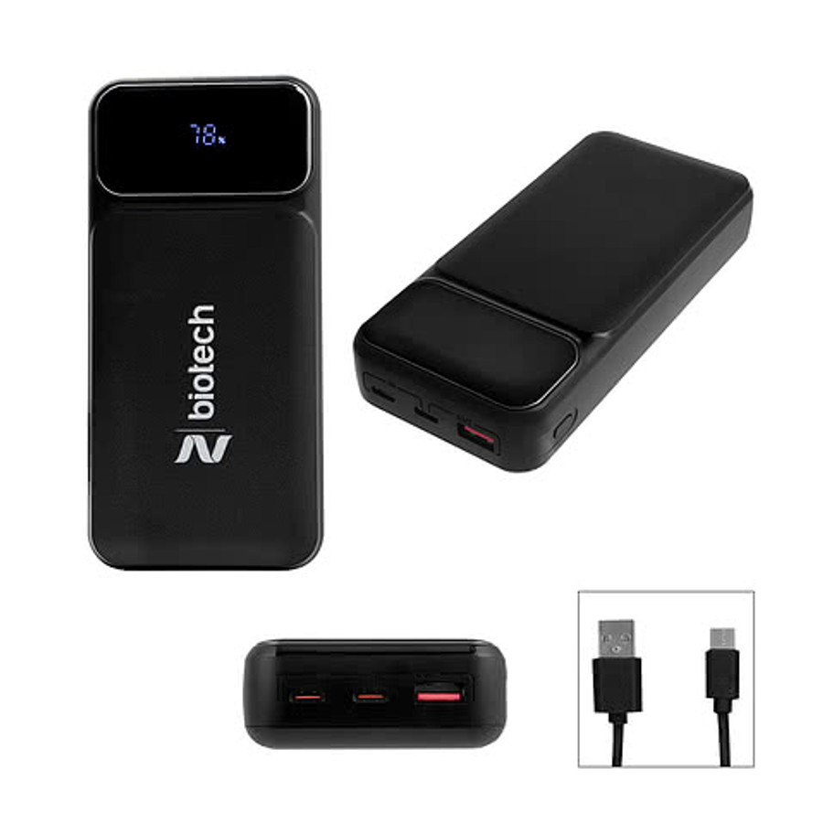 65W Fast Charge 20,000 mAh Laptop Power Bank in BLACK