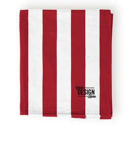 Port Authority Lightweight Embroidered Cabana Stripe Beach Towel - Color: Red