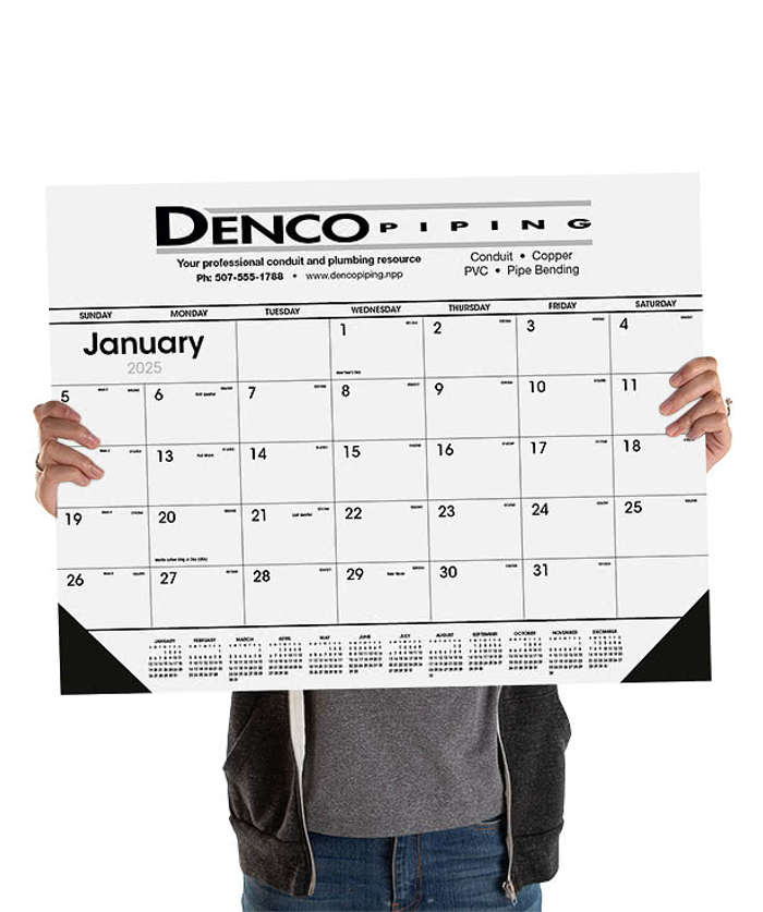 Black and White Monthly Desk Calendar